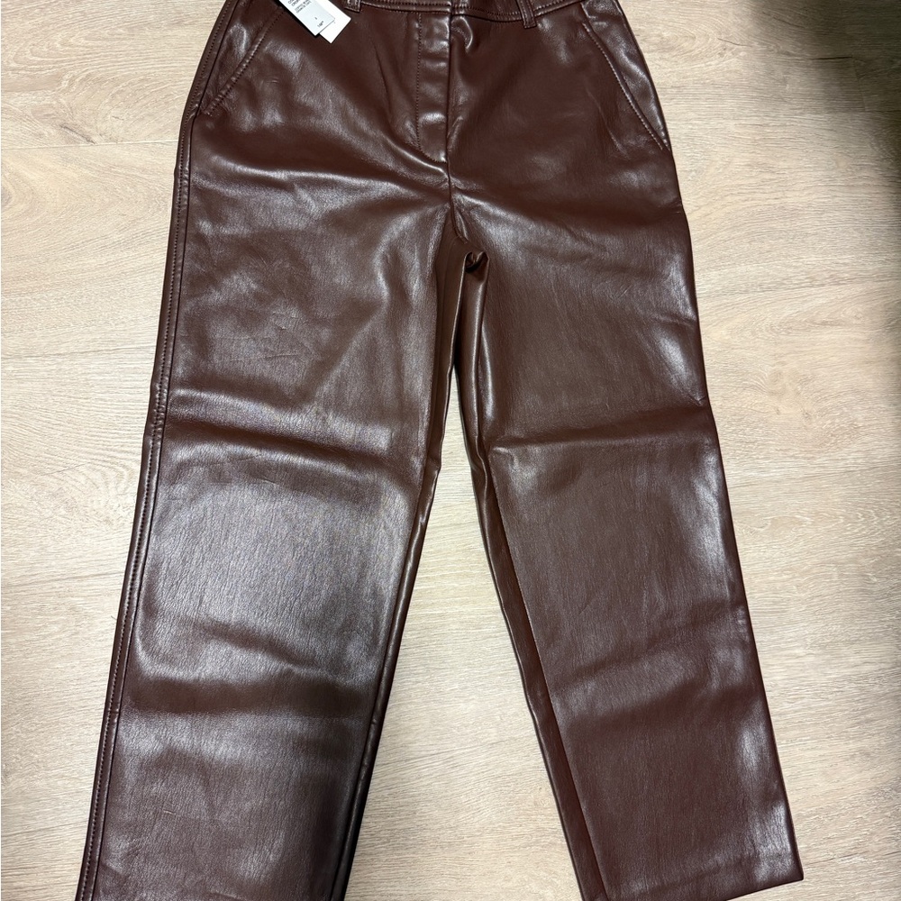 Brown Faux Leather Pants